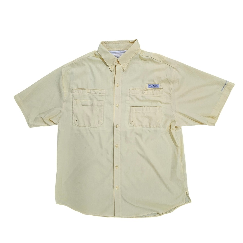 Columbia PFG Mens XL Yellow Bahama II‎ Fishing Shirt Short Sleeve FM7266
